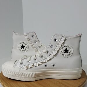 Converse CTAS Lift Hi Sneakers White Leather Platform Sneakers Women's 10 NIB